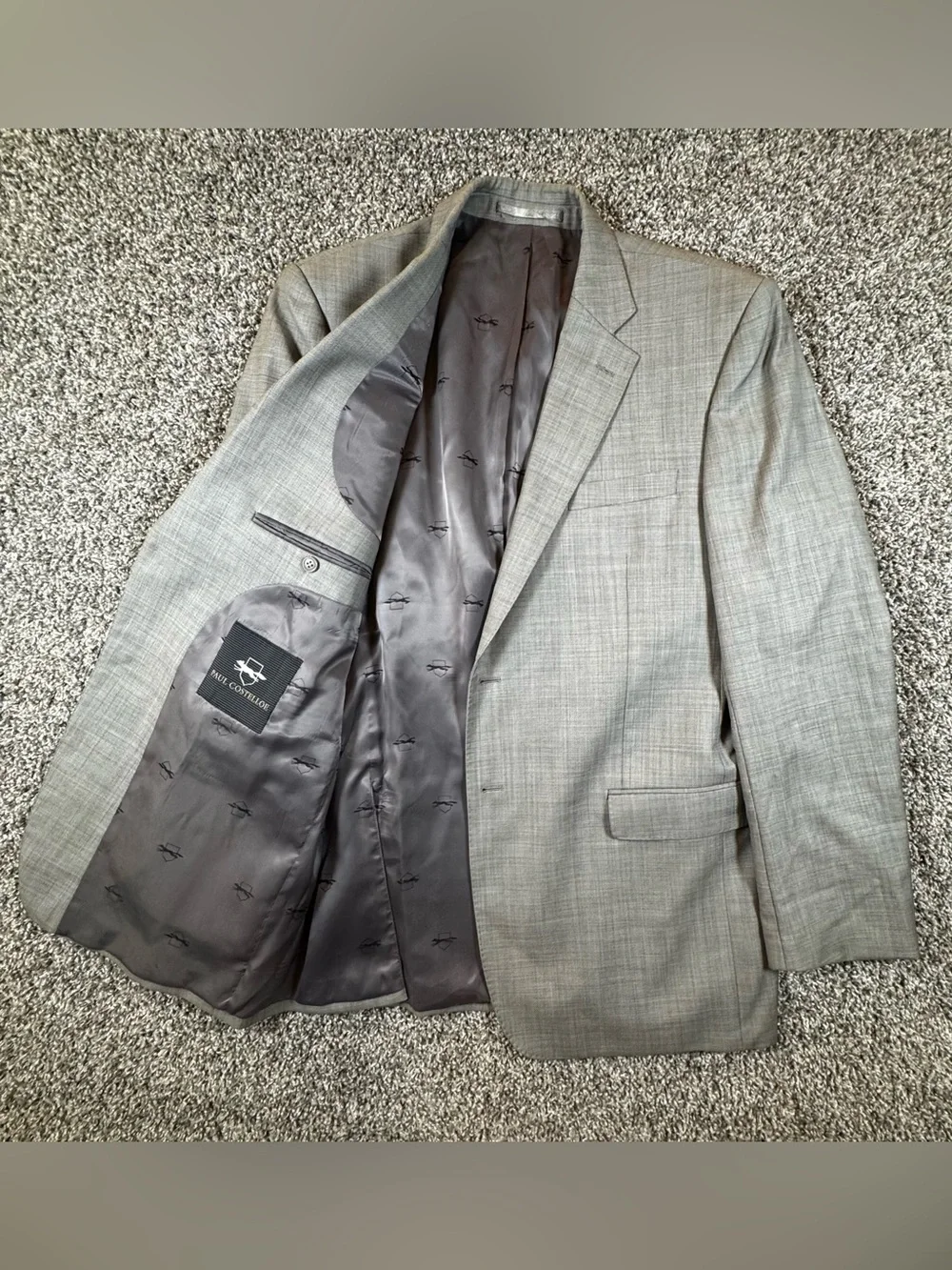 Paul Costelloe Tailored Men’s 44L Wool Gray Paid Blazer Jacket Sport Coat